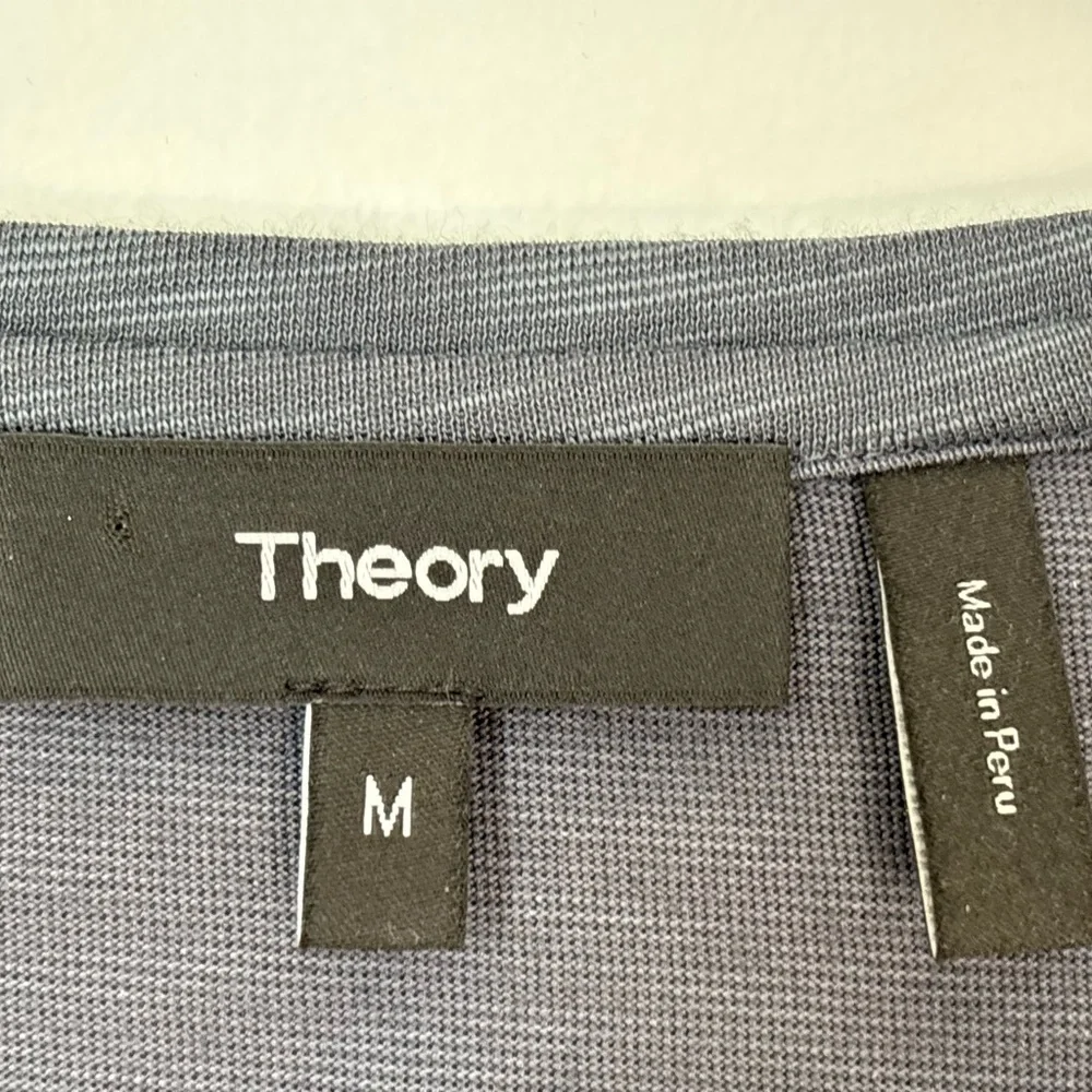THEORY Heathered Classic Gray Basic Scoop Neck T Shirt Size Medium L47 - Picture 7 of 14